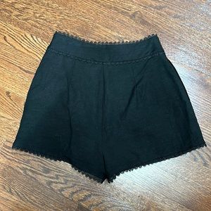 Aqua black lace trim shorts XS